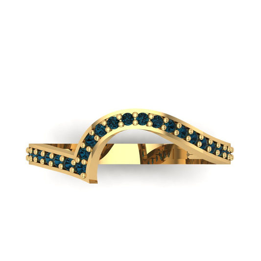 0.165 cttw Natural London Blue Topaz Round Cut Yellow Gold Eternity Wedding Band