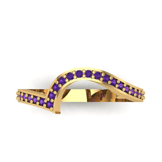 0.165 cttw Natural Amethyst Round Cut Yellow Gold Eternity Wedding Band
