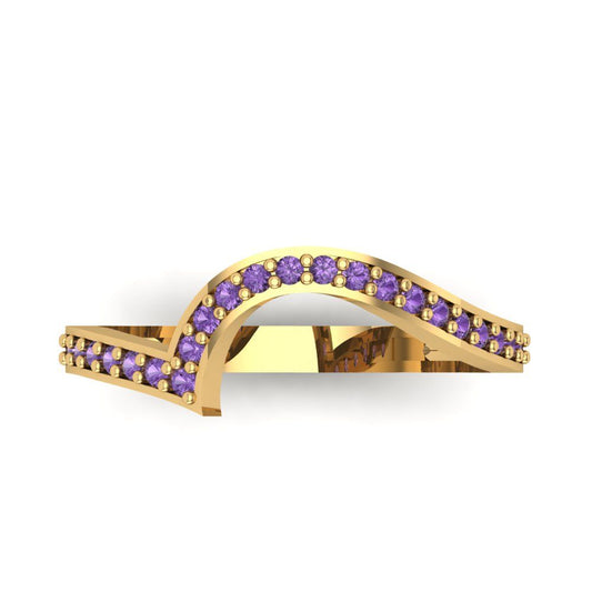 0.165 cttw Simulated Alexandrite Round Cut Yellow Gold Eternity Wedding Band