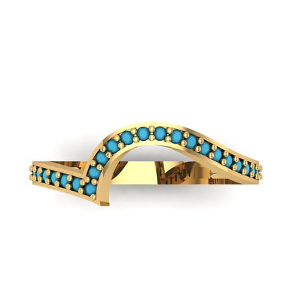 0.165 cttw Simulated Turquoise Round Cut Yellow Gold Eternity Wedding Band