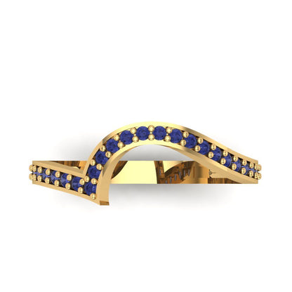 0.165 cttw Simulated Tanzanite Round Cut Yellow Gold Eternity Wedding Band