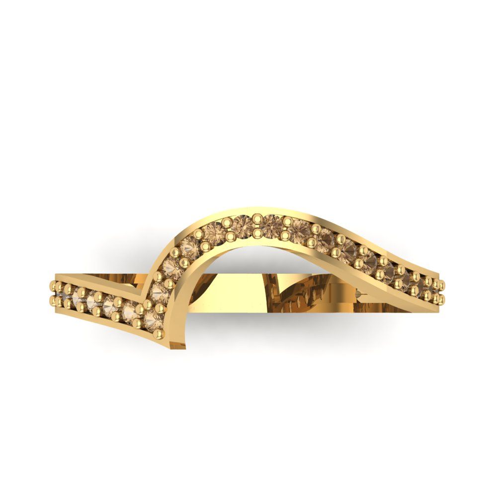 0.165 cttw Simulated Champagne Diamond Round Cut Yellow Gold Eternity Wedding Band