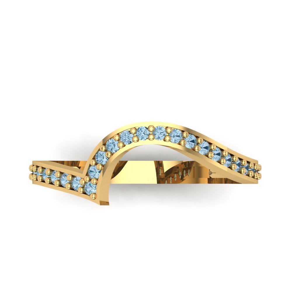 0.165 cttw Natural Sky Blue Topaz Round Cut Yellow Gold Eternity Wedding Band