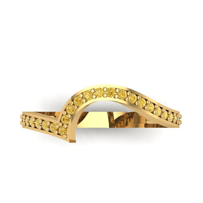 0.165 cttw Natural Citrine Round Cut Yellow Gold Eternity Wedding Band