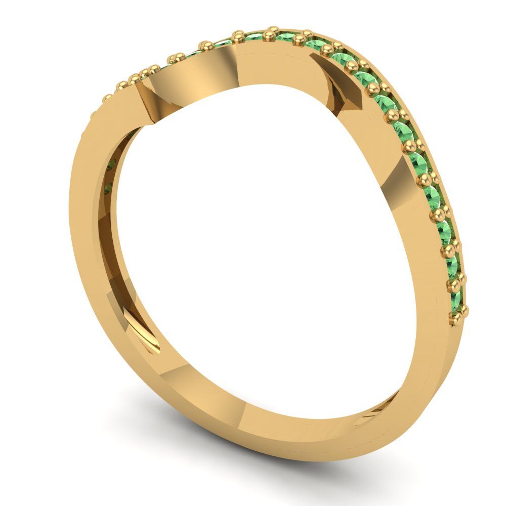 0.165 cttw Simulated Green Diamond Round Cut Yellow Gold Eternity Wedding Band