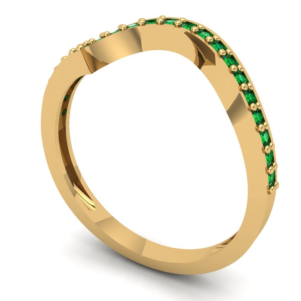 0.165 cttw Simulated Emerald Round Cut Yellow Gold Eternity Wedding Band