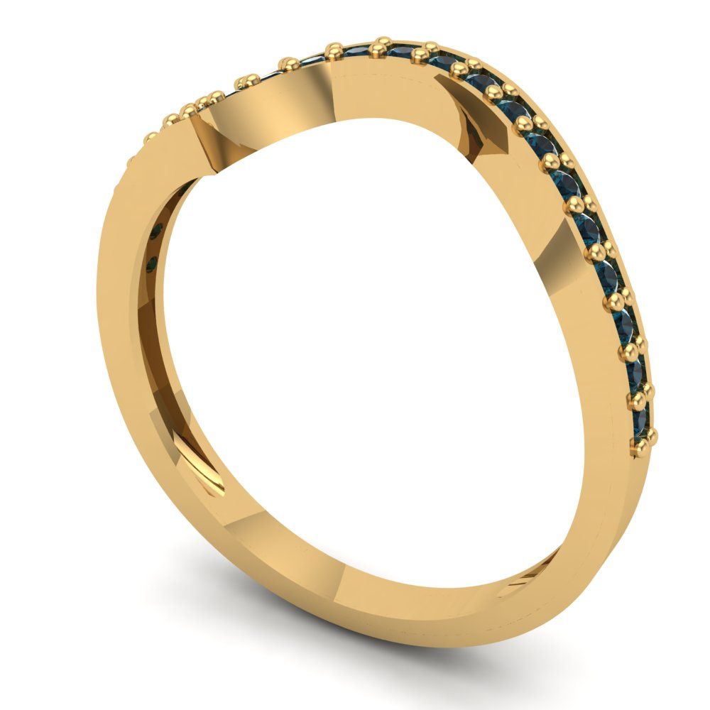 0.165 cttw Natural London Blue Topaz Round Cut Yellow Gold Eternity Wedding Band