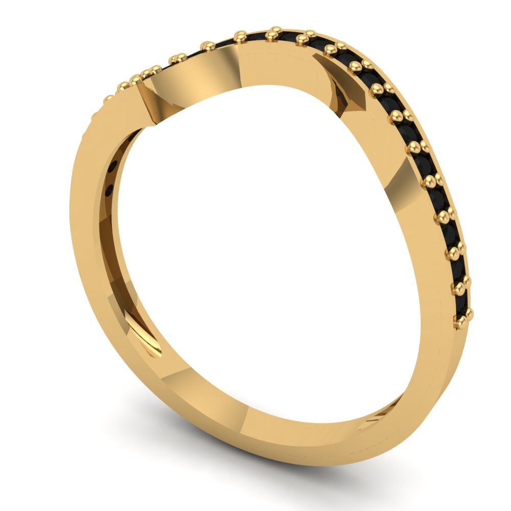 0.165 cttw Natural Onyx Round Cut Yellow Gold Eternity Wedding Band