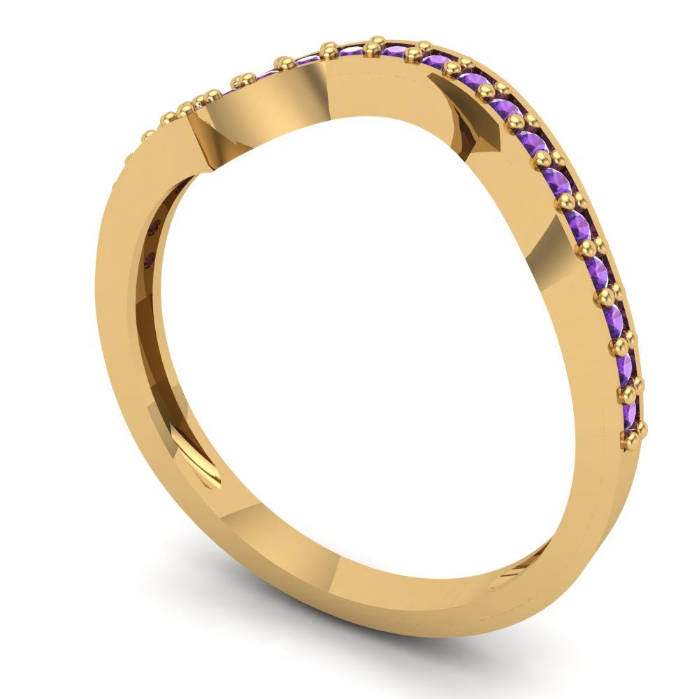 0.165 cttw Natural Amethyst Round Cut Yellow Gold Eternity Wedding Band