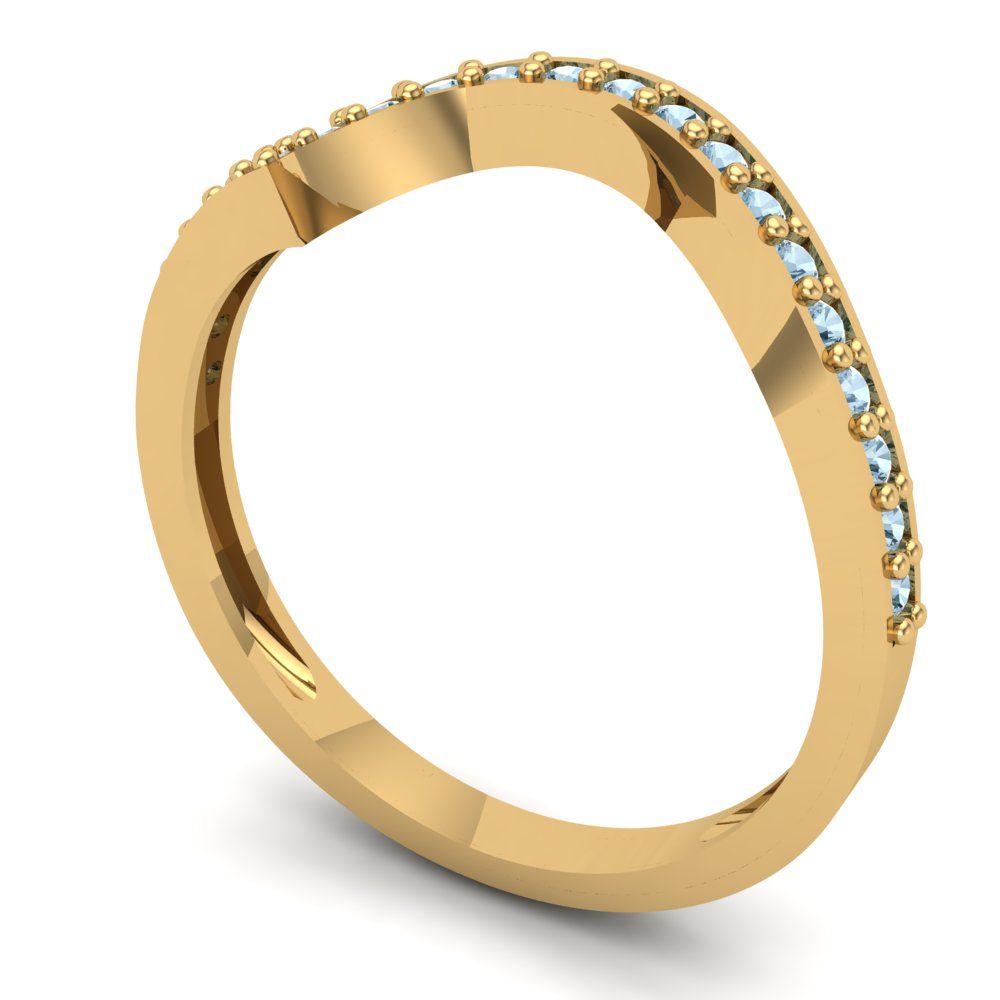 0.165 cttw Natural Swiss Blue Topaz Round Cut Yellow Gold Eternity Wedding Band