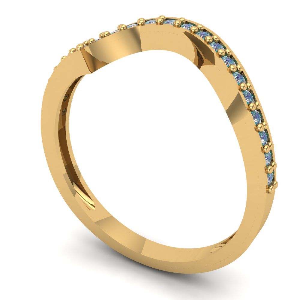 0.165 cttw Blue Moissanite Round Cut Yellow Gold Eternity Wedding Band