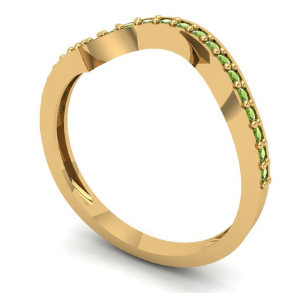 0.165 cttw Natural Peridot Round Cut Yellow Gold Eternity Wedding Band