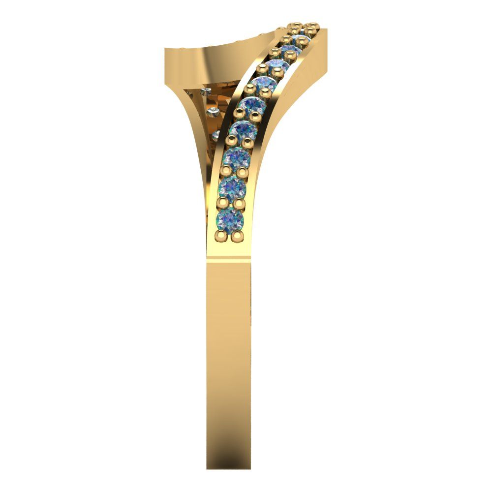 0.165 cttw Blue Moissanite Round Cut Yellow Gold Eternity Wedding Band