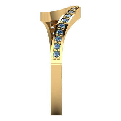 0.165 cttw Blue Moissanite Round Cut Yellow Gold Eternity Wedding Band