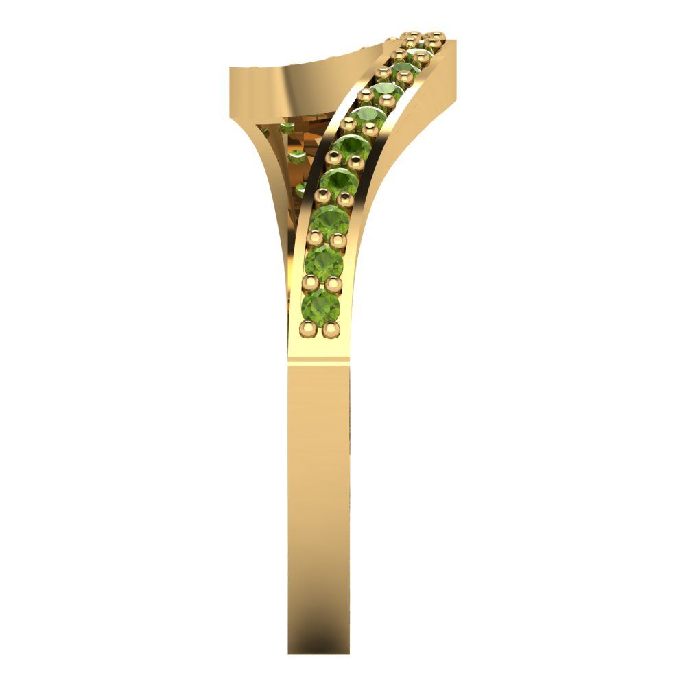 0.165 cttw Natural Peridot Round Cut Yellow Gold Eternity Wedding Band