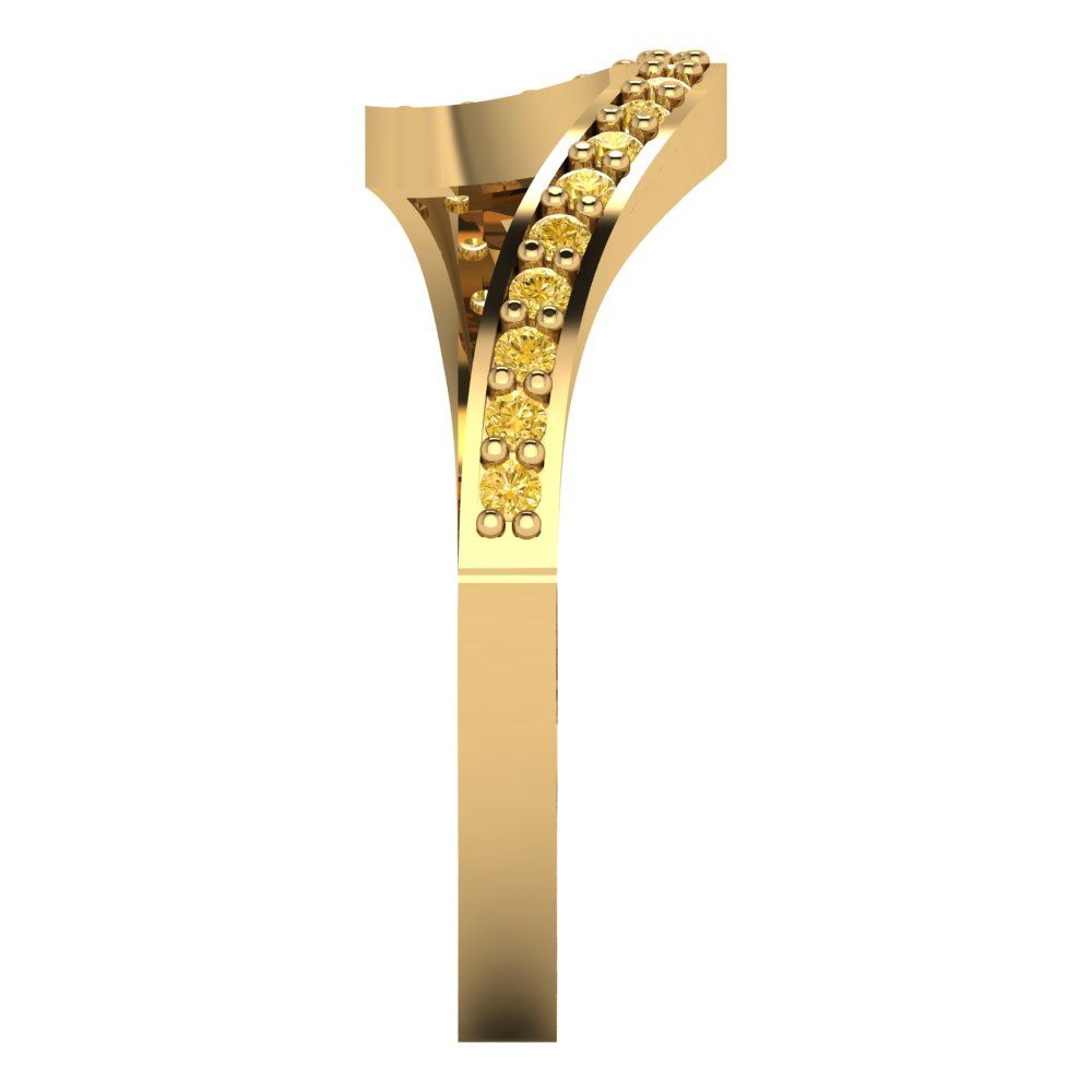0.165 cttw Natural Citrine Round Cut Yellow Gold Eternity Wedding Band