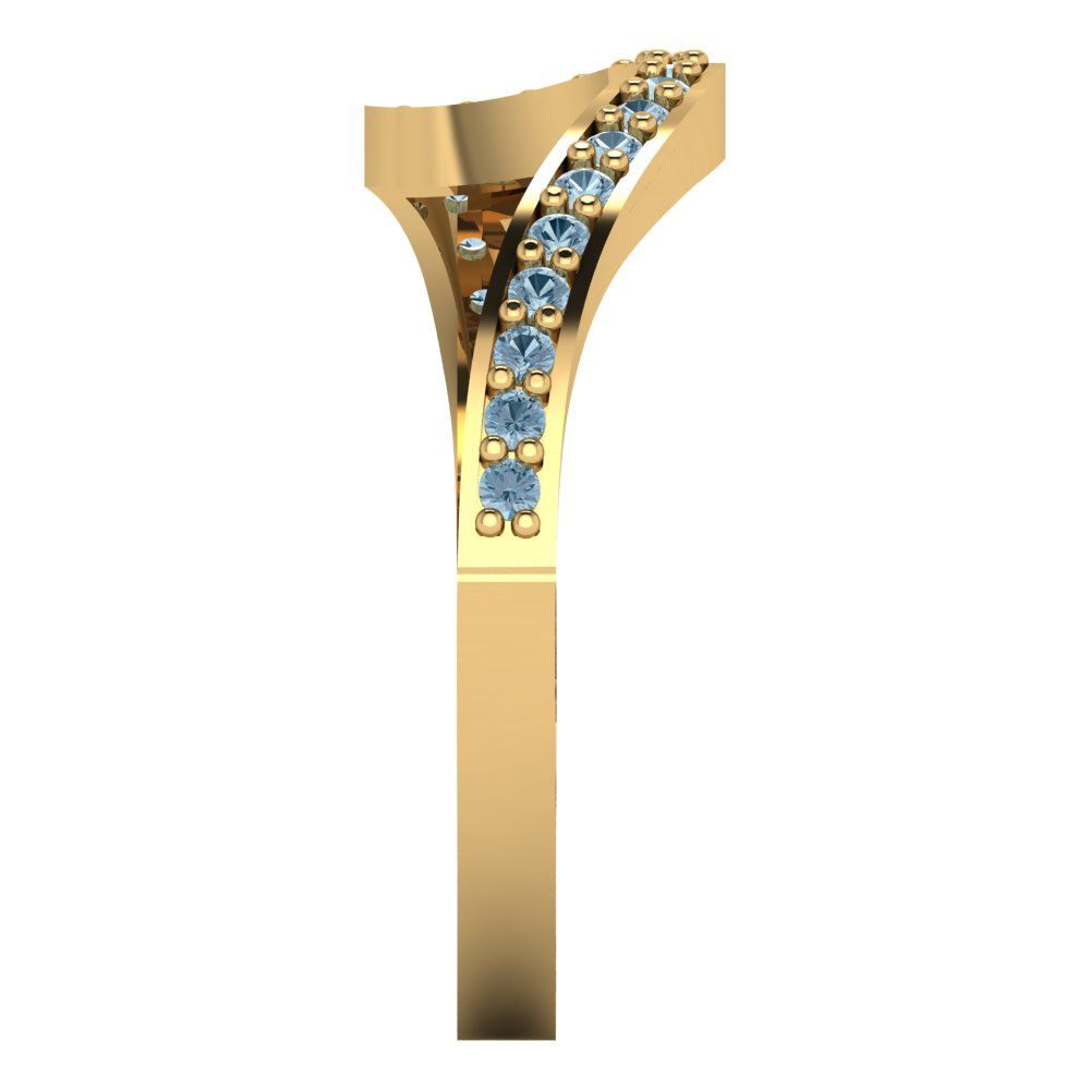 0.165 cttw Natural Sky Blue Topaz Round Cut Yellow Gold Eternity Wedding Band
