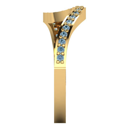 0.165 cttw Natural Sky Blue Topaz Round Cut Yellow Gold Eternity Wedding Band