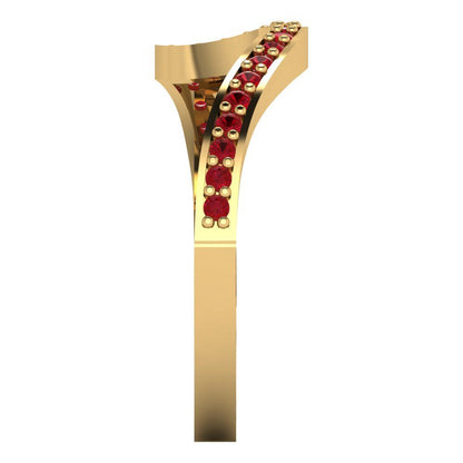 0.165 cttw Simulated Ruby Round Cut Yellow Gold Eternity Wedding Band