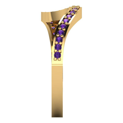 0.165 cttw Natural Amethyst Round Cut Yellow Gold Eternity Wedding Band