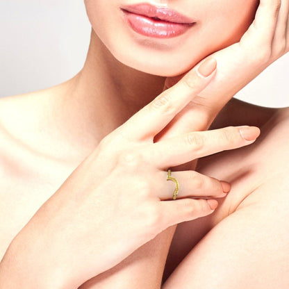 0.165 cttw Simulated Yellow Diamond Round Cut Yellow Gold Eternity Wedding Band