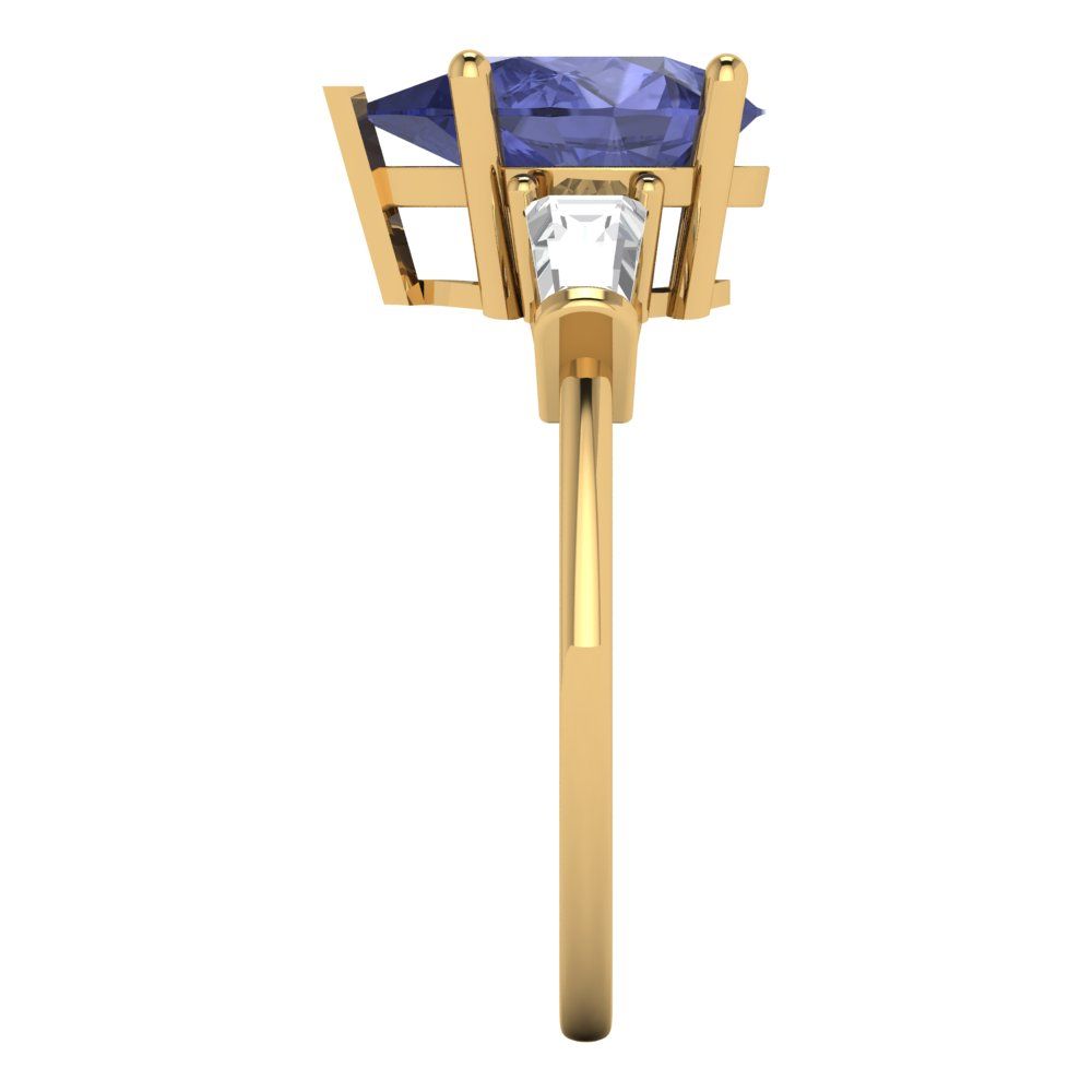 2.5 cttw Simulated Tanzanite Three-Stone Engagement Ring - Solid Gold (Pear Cut,10x7mm)