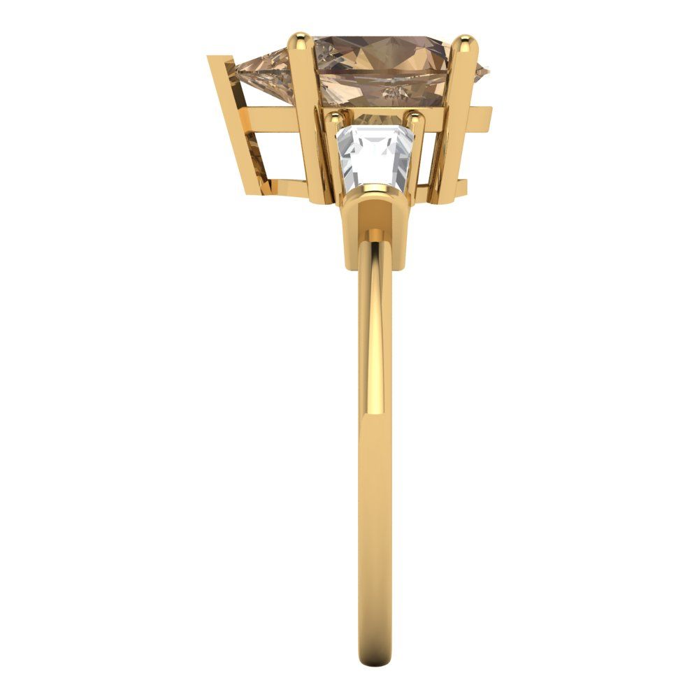 2.5 cttw Zirconia Simulated Champagne Diamond Three-Stone Engagement Ring - Solid Gold (VVS1, Pear Cut,10x7mm)