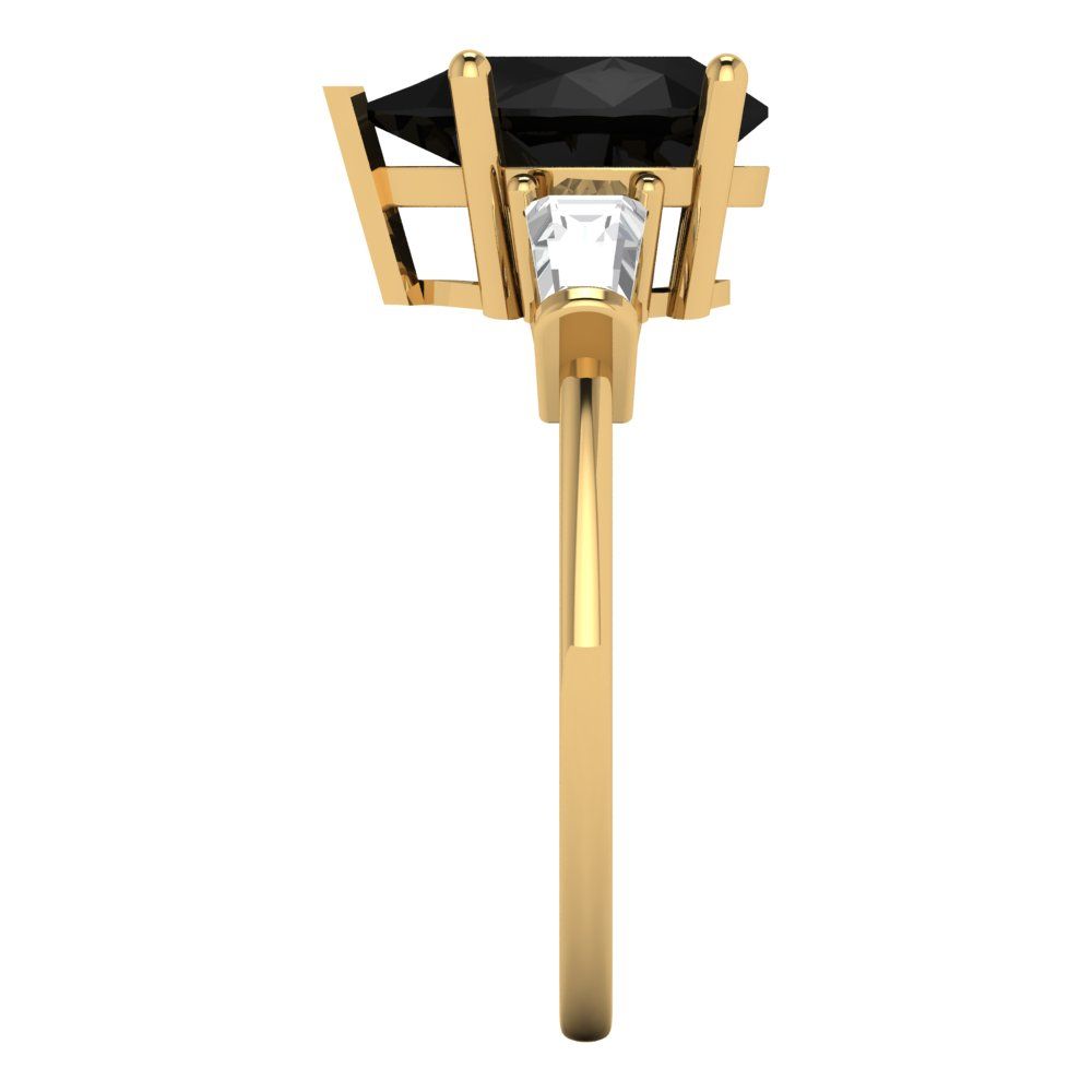 2.5 cttw Natural Onyx Three-Stone Engagement Ring - Solid Gold (Pear Cut,10x7mm)