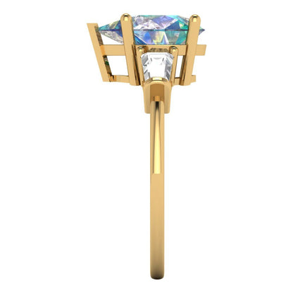 2.5 cttw Blue Moissanite Three-Stone Engagement Ring - Solid Gold (Pear Cut,10x7mm)