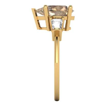 2.5 cttw Yellow Moissanite Three-Stone Engagement Ring - Solid Gold (Pear Cut,10x7mm)