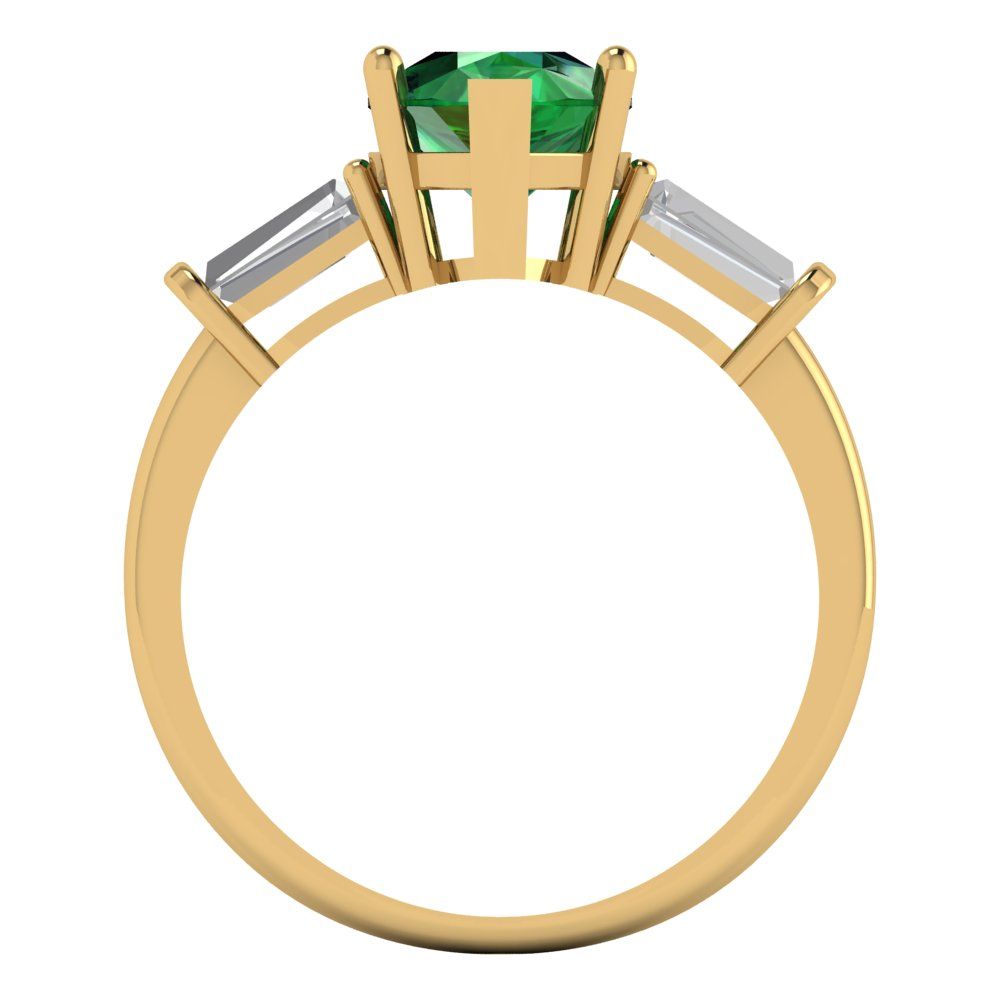 2.5 cttw Simulated Emerald Three-Stone Engagement Ring - Solid Gold (Pear Cut,10x7mm)