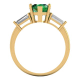 2.3 ct Brilliant Pear Cut Simulated Emerald Stone Yellow Gold Three-Stone Ring