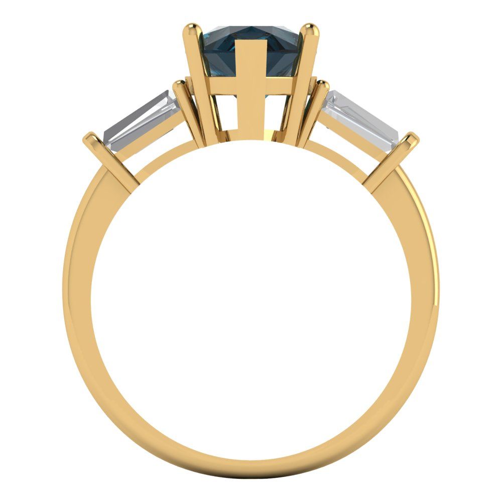 2.5 cttw Natural London Blue Topaz Three-Stone Engagement Ring - Solid Gold (Pear Cut,10x7mm)