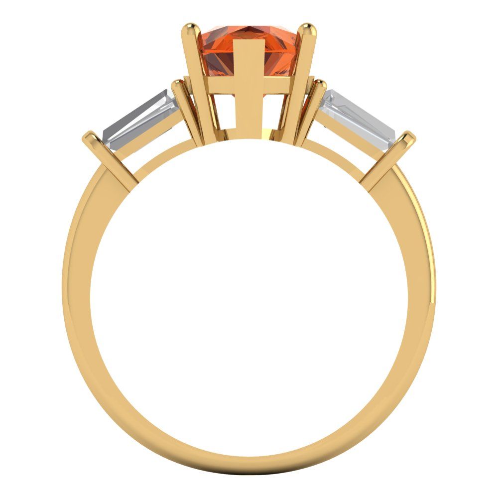 2.5 cttw Simulated Pink Tourmaline Three-Stone Engagement Ring - Solid Gold (Pear Cut,10x7mm)