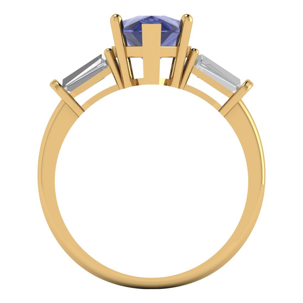 2.5 cttw Simulated Tanzanite Three-Stone Engagement Ring - Solid Gold (Pear Cut,10x7mm)