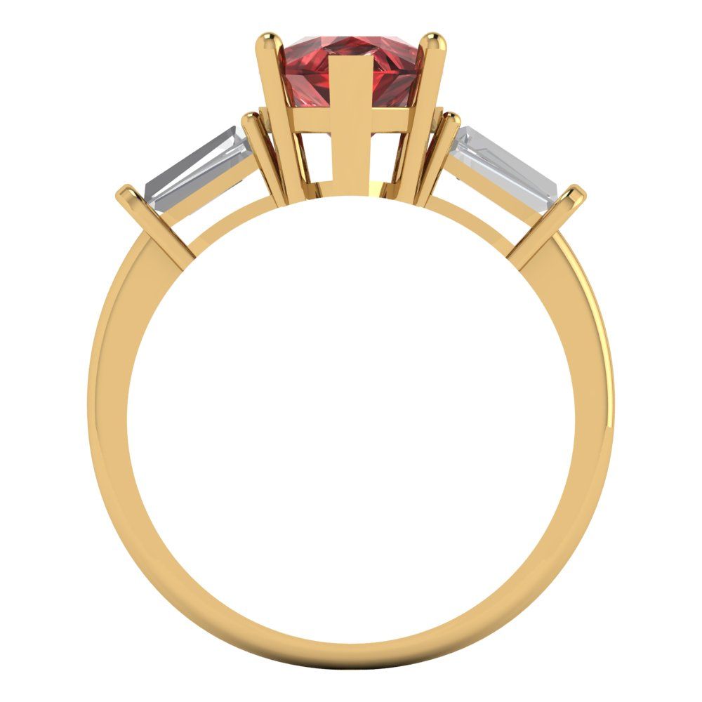 2.5 cttw Natural Garnet Three-Stone Engagement Ring - Solid Yellow Gold (VVS1, Pear Cut,10x7mm)