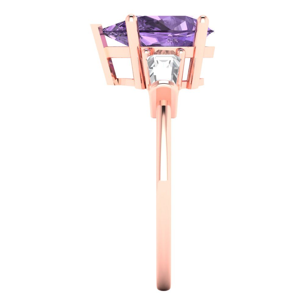 2.5 cttw Simulated Alexandrite Three-Stone Engagement Ring - Solid Gold (Pear Cut,10x7mm)