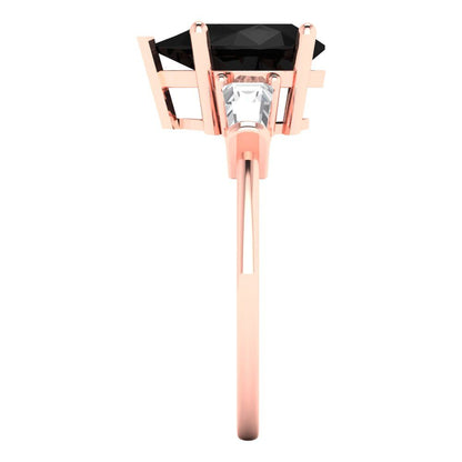 2.5 cttw Natural Onyx Three-Stone Engagement Ring - Solid Gold (Pear Cut,10x7mm)