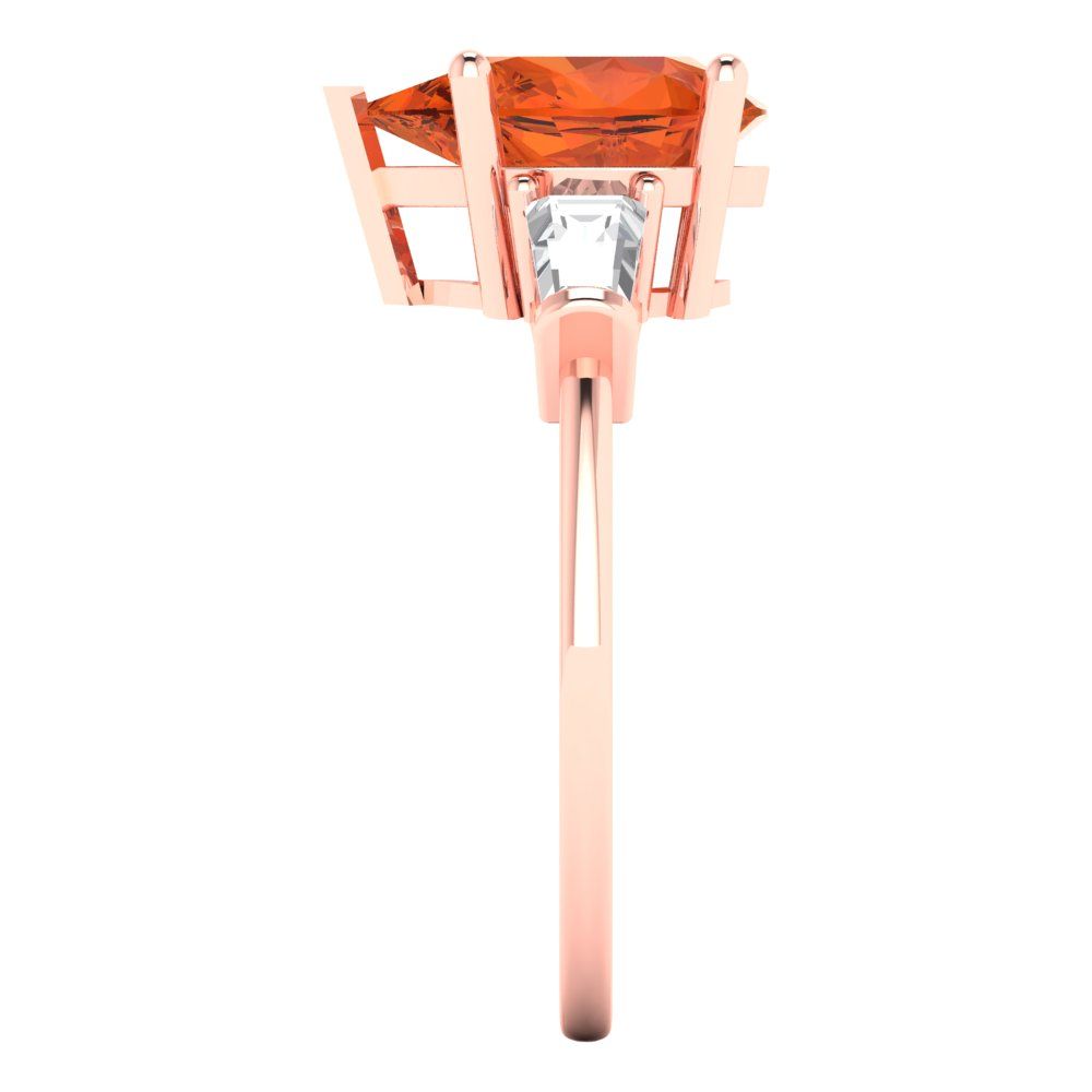 2.5 cttw Zirconia Simulated Red Diamond Three-Stone Engagement Ring - Solid Gold (VVS1, Pear Cut,10x7mm)