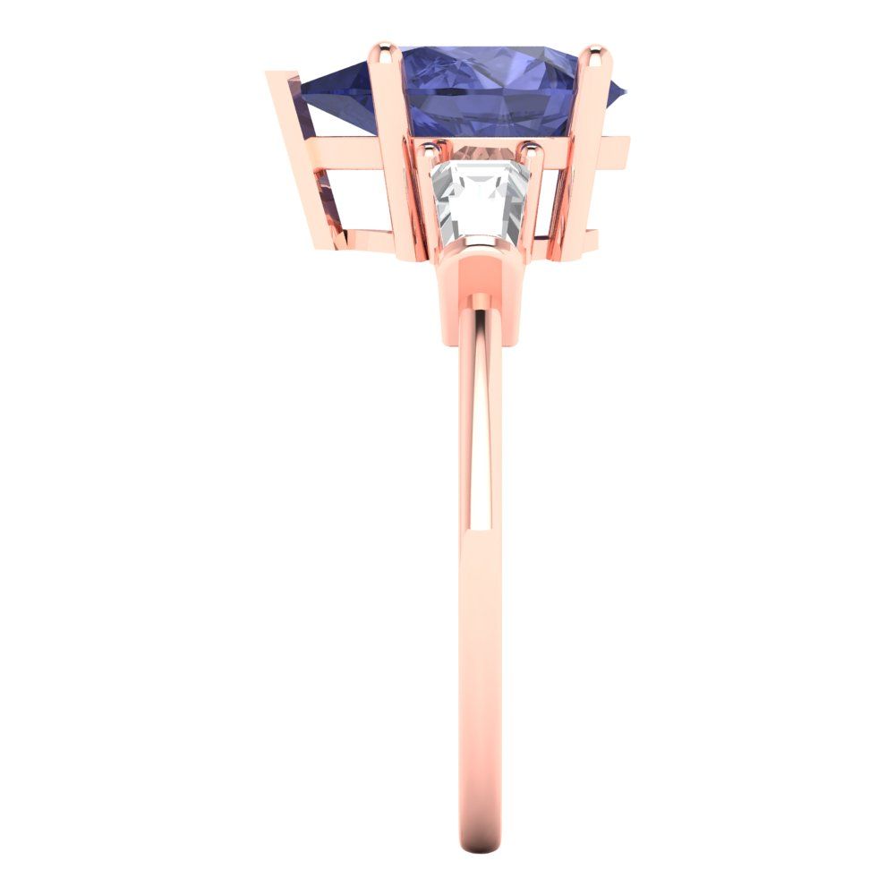 2.5 cttw Simulated Tanzanite Three-Stone Engagement Ring - Solid Gold (Pear Cut,10x7mm)