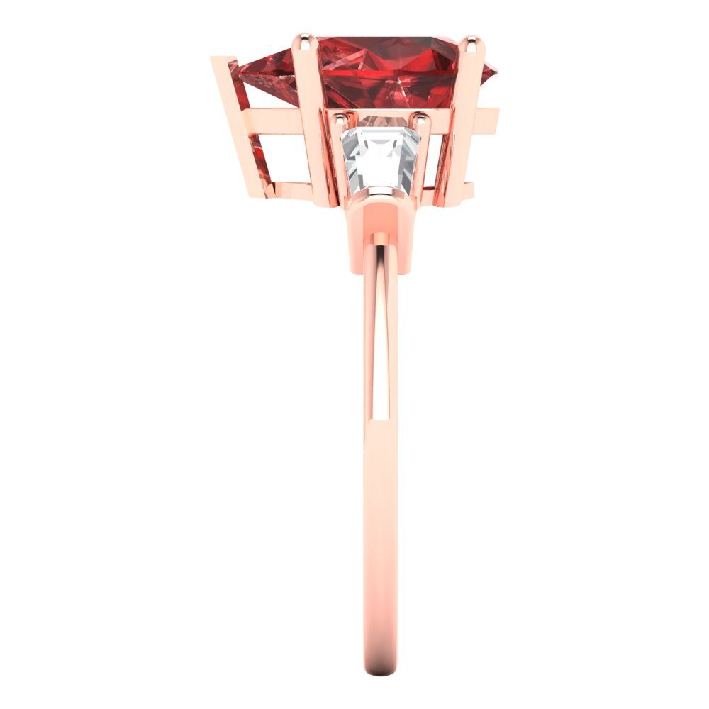 2.5 cttw Natural Garnet Three-Stone Engagement Ring - Solid Gold (Pear Cut,10x7mm)