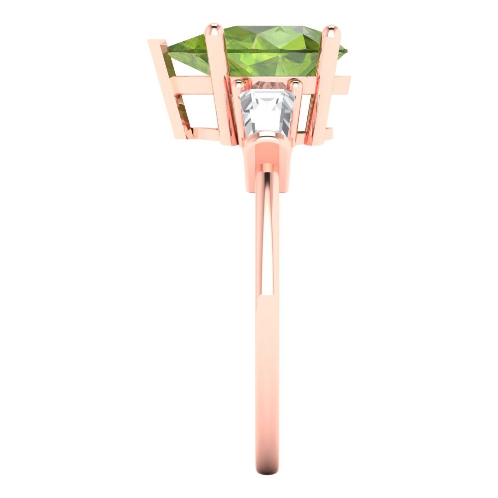 2.5 cttw Natural Peridot Three-Stone Engagement Ring - Solid Gold (Pear Cut,10x7mm)