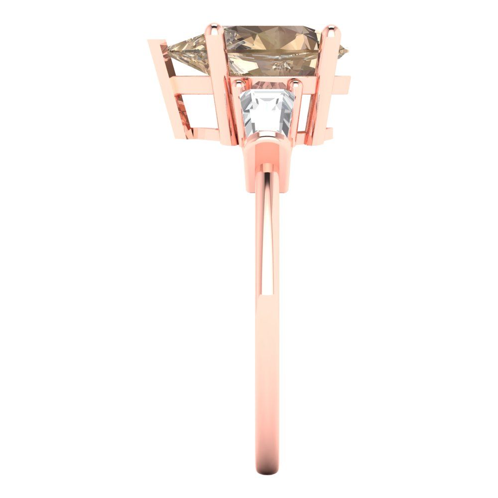 2.5 cttw Yellow Moissanite Three-Stone Engagement Ring - Solid Gold (Pear Cut,10x7mm)