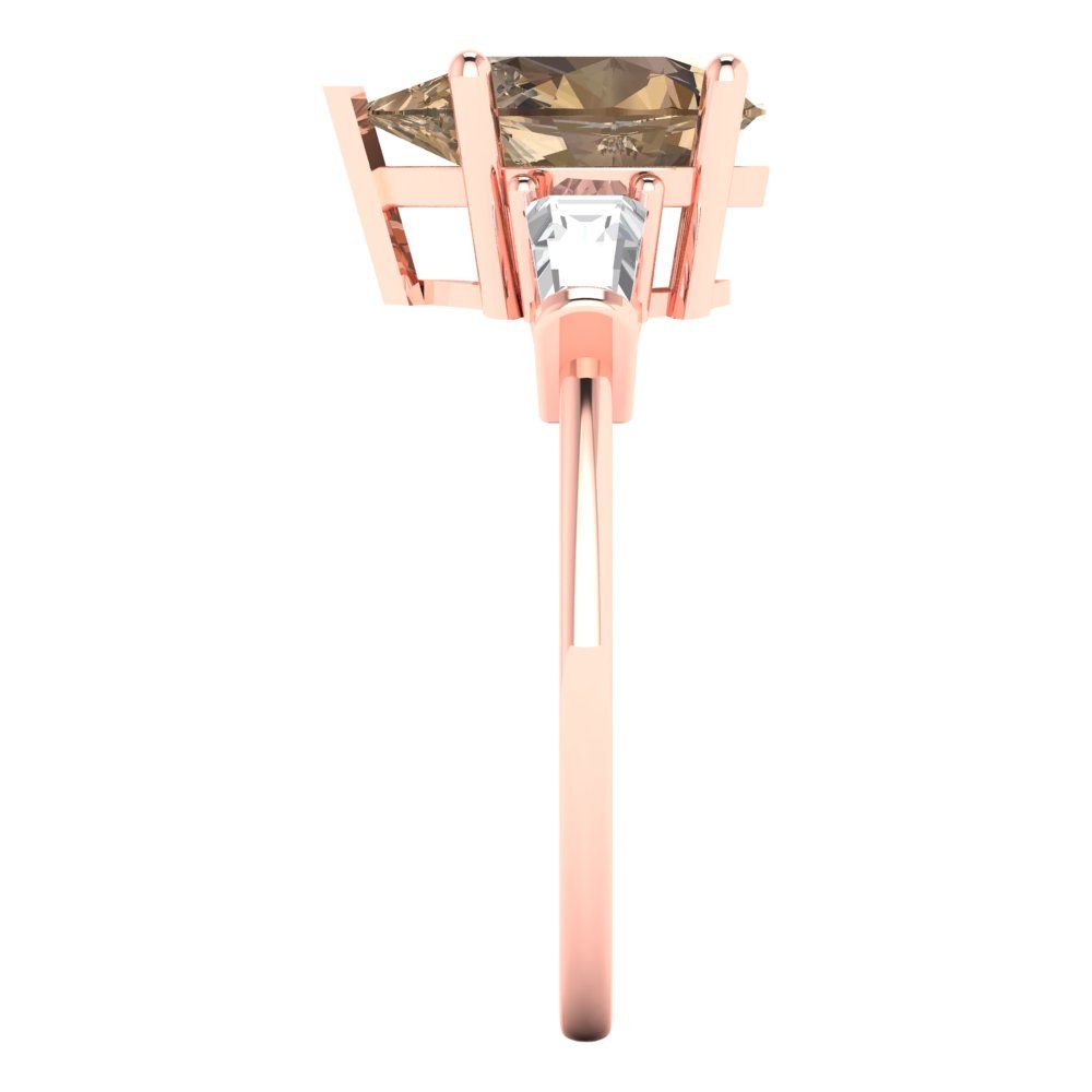 2.5 cttw Zirconia Simulated Champagne Diamond Three-Stone Engagement Ring - Solid Gold (VVS1, Pear Cut,10x7mm)
