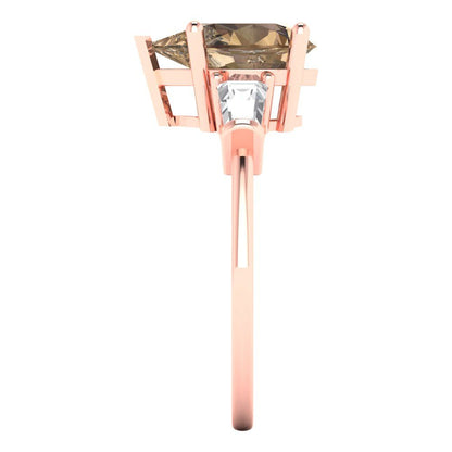 2.5 cttw Zirconia Simulated Champagne Diamond Three-Stone Engagement Ring - Solid Gold (VVS1, Pear Cut,10x7mm)