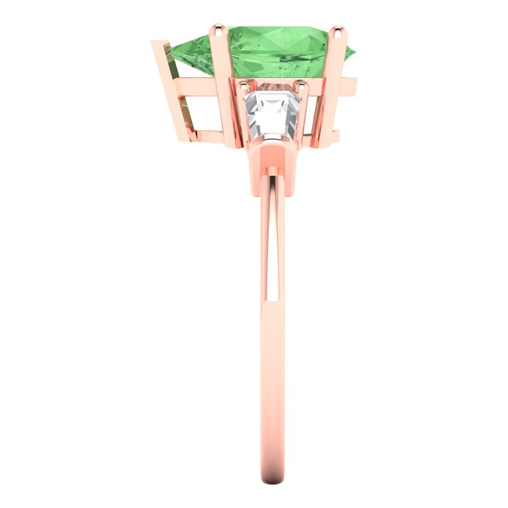 2.5 cttw Zirconia Simulated Green Diamond Three-Stone Engagement Ring - Solid Gold (VVS1, Pear Cut,10x7mm)