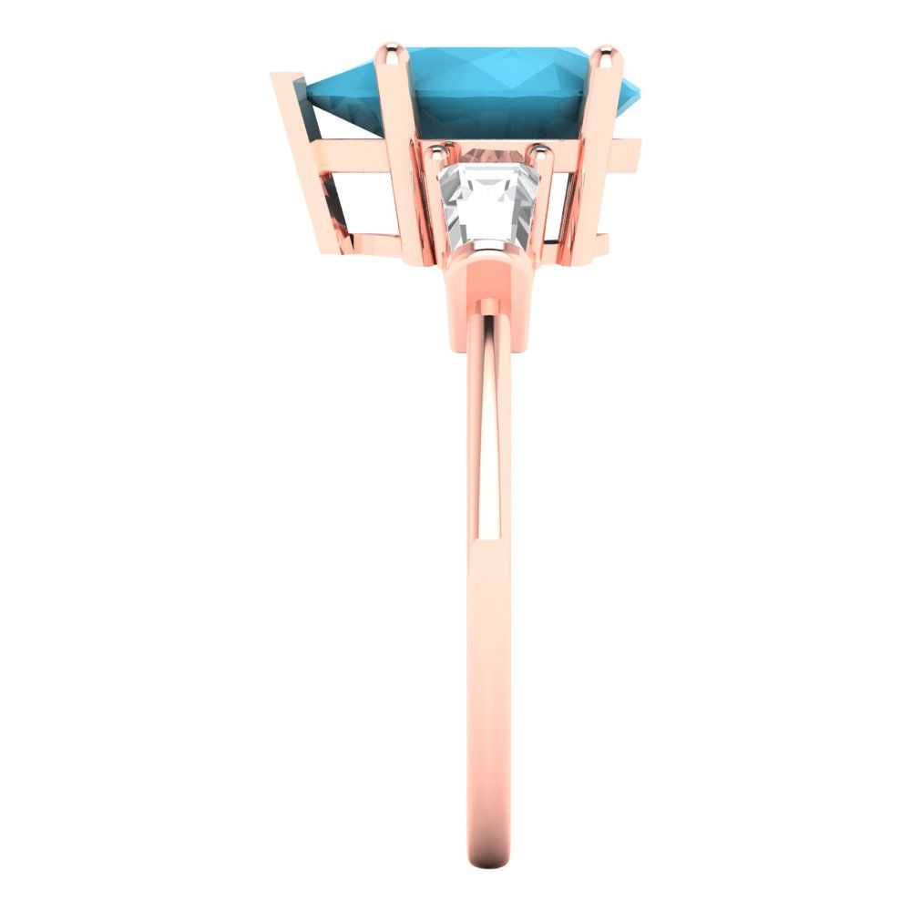 2.5 cttw Simulated Turquoise Three-Stone Engagement Ring - Solid Gold (Pear Cut,10x7mm)