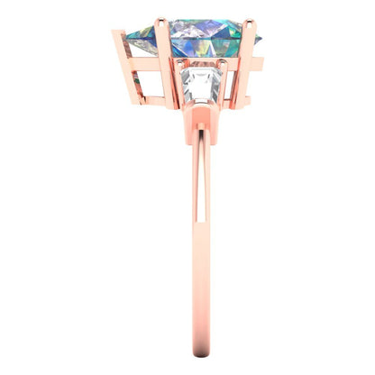 2.5 cttw Blue Moissanite Three-Stone Engagement Ring - Solid Gold (Pear Cut,10x7mm)