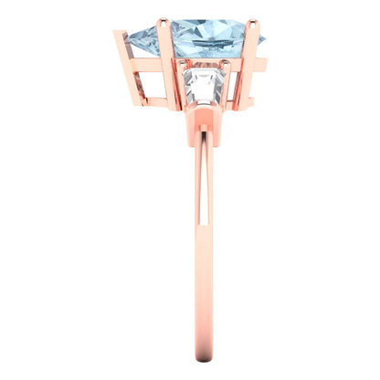 2.5 cttw Natural Swiss Blue Topaz Three-Stone Engagement Ring - Solid Gold (Pear Cut,10x7mm)