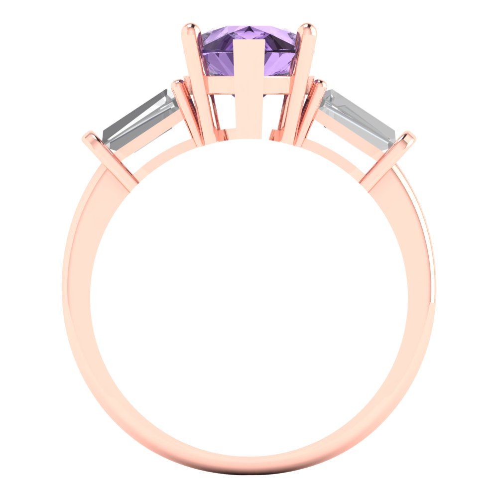 2.5 cttw Simulated Alexandrite Three-Stone Engagement Ring - Solid Gold (Pear Cut,10x7mm)